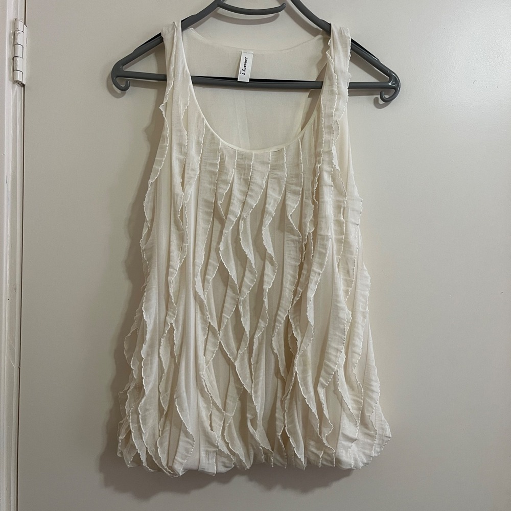 January 7 USA Women Ruffled Tank Top XS/S Artsy Boho Romantic Whimsical Bubble.